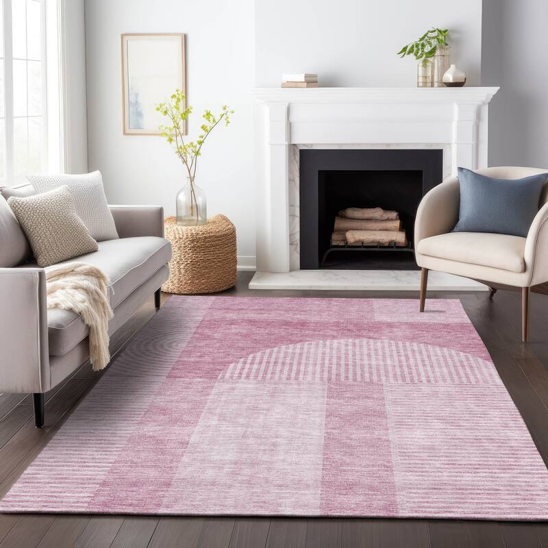 Premium Washable Super Soft Modern Deco Mayfield Rug - Blush - 8' x 10' - Rectangle