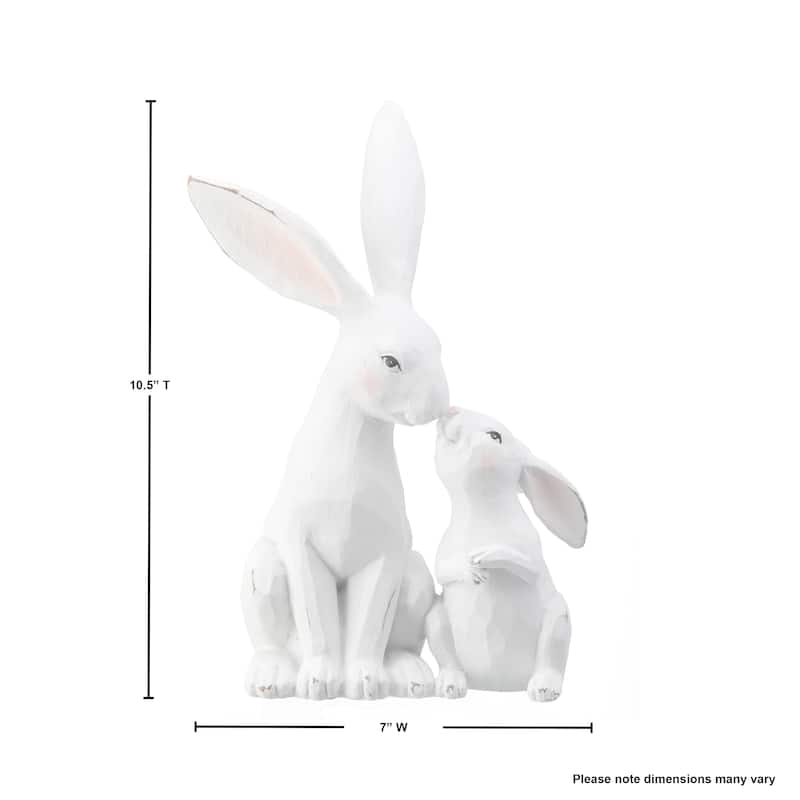 Resin Bunny Kissing Baby 10.5"