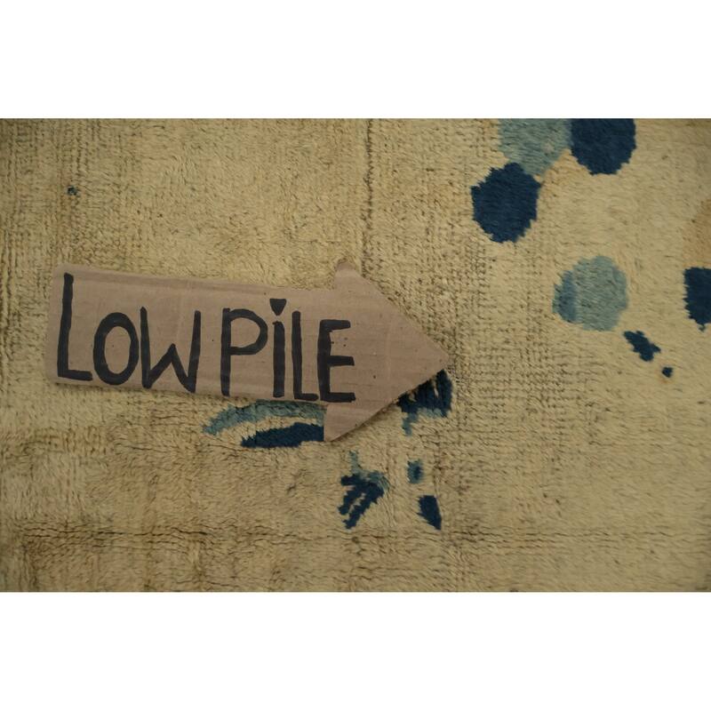 Hand Knotted Oriental 100% Wool Carpet Traditional Floral Yellow & Gold Art Deco Area Rug - 9' 5'' X 7' 5''