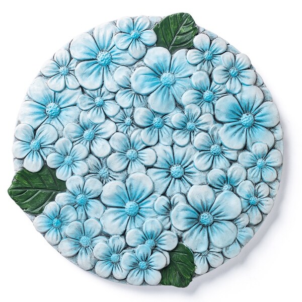 Glitzhome 4-Piece Cement Blue and Purple Hydrangea Textured