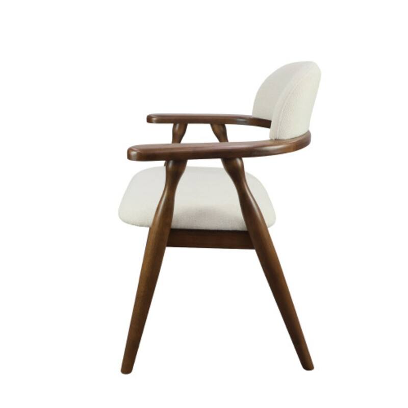 Christopher Knight Home - Mid-Cenutry Farmhouse Upholstered Wood Dining Chairs with Curved Backrest and Armrest, Set of 2