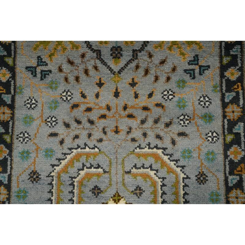 Hand Knotted Oriental 100% Wool Carpet Transitional All-Over Greys & Charcoal Oushak Runner Rug - 7' 11'' X 2' 6''