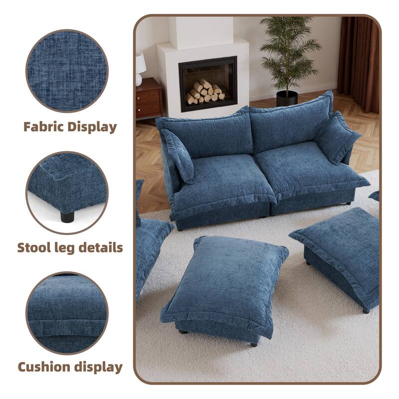 Modern Chenille Cloud Accent Ottoman