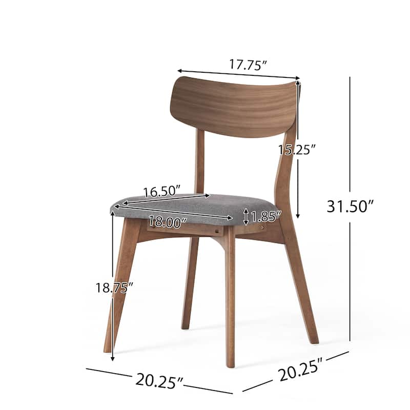 Chazz Mid-Century Modern Upholstered Rubberwood Dining Chairs (Set of 2) by Christopher Knight Home