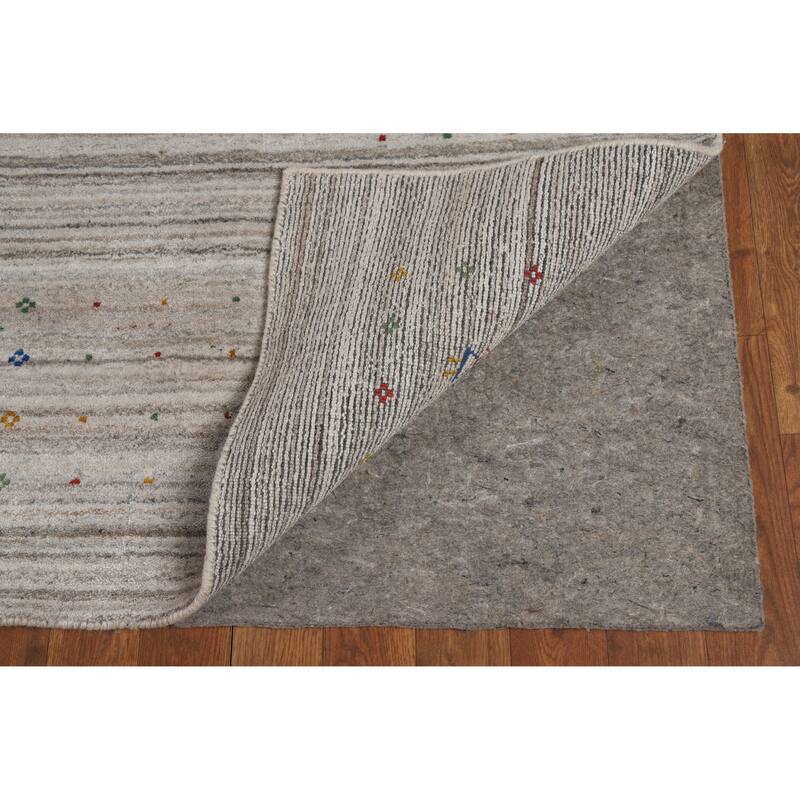 Striped Gabbeh Indian Area Rug Handmade Oriental Wool Carpet - 7'9" x 9'8"