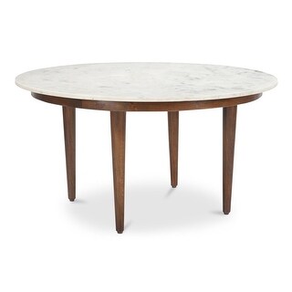 NADAAL STUDIOS Isolde, Round Accent Table with Banswara Marble, White - 36 X 36 X 18