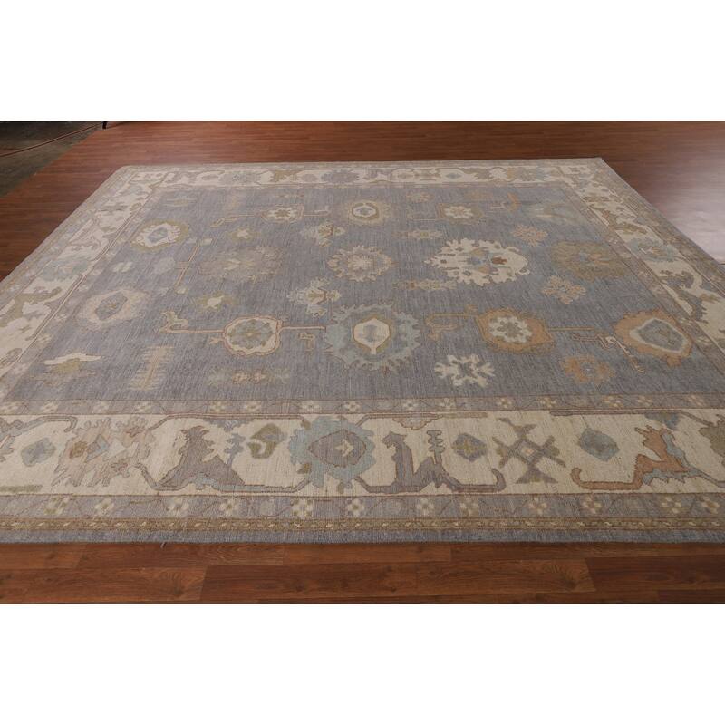 Oushak Oriental Area Rug Vegetable Dye Hand-Knotted Wool Carpet - 9'5"x 11'9"