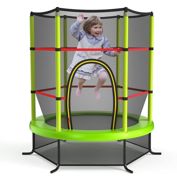 slide 2 of 12, Costway 55" Kids Trampoline Bouncing Jumping Mat Recreational Green - 5-7 Years - See Details
