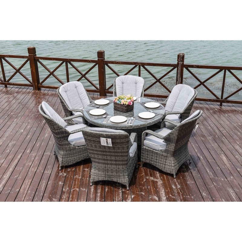 7-piece Outdoor Dining Set Round Table with Chairs