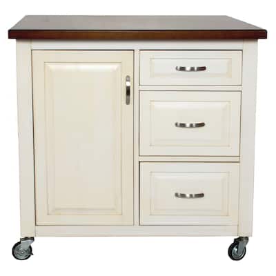 Kitchen Cart with Drawers & Shelves - Rolling Storage Island - Tiered Design