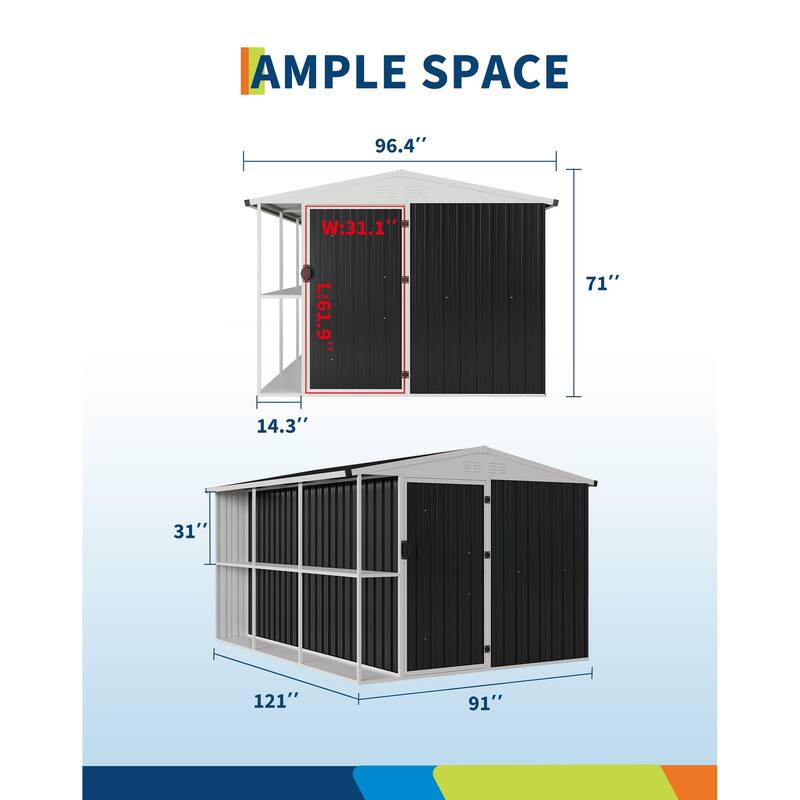 Outdoor Metal Storage Shed, 8' x 10' Weatherproof Garden Tool Shed with Lockable Doors, Utility Tool Storage Shed