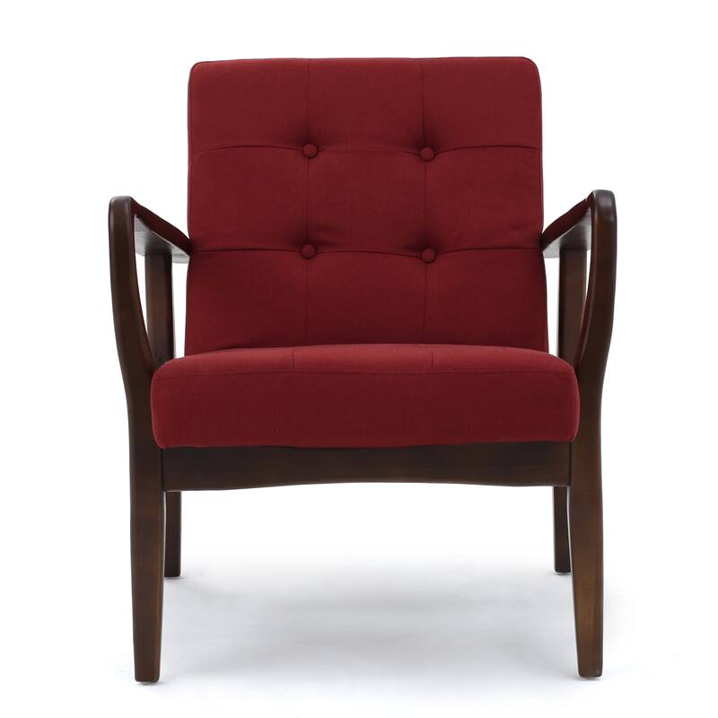 Mid Century Modern 25.25" Button Tufted Club Chair with Wood Frame for Living Room