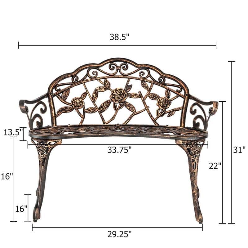 Outdoor Bronze Finish Cast Aluminum Bench