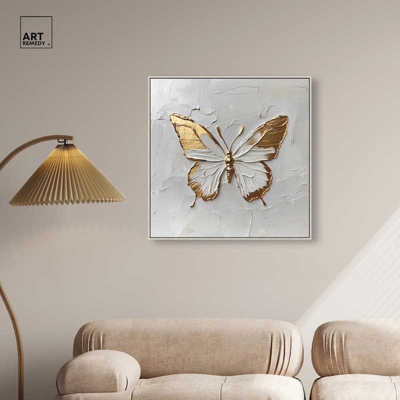Simple Golden Butterfly Canvas by Art Remedy