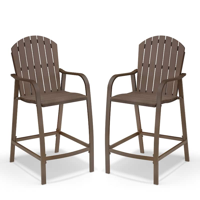VredHom Outdoor Aluminum Bar Stools Chairs (Set of 2) - 21.96" W x 25.19" D x 48.22" H