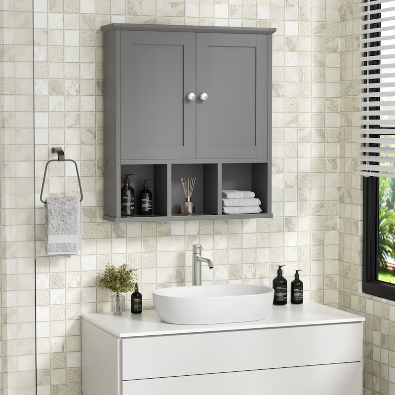2-Door Wall-Mounted Bathroom Cabinet with Storage Space for Bathroom, Kitchen, or Office