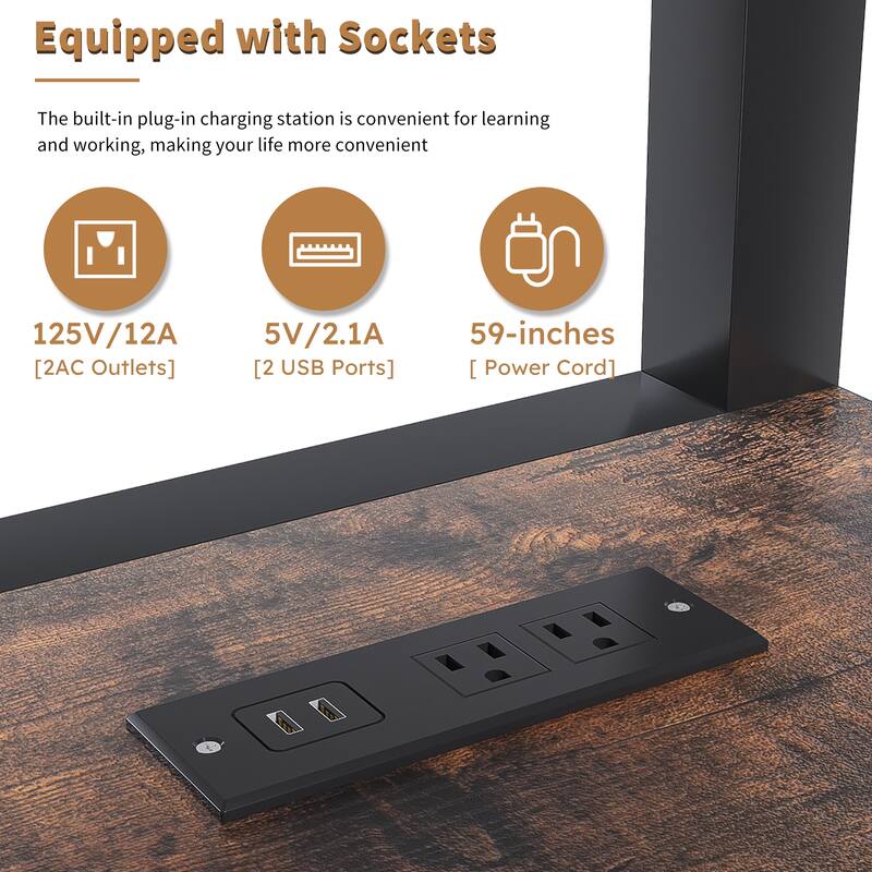 Space-Saving Full-Size Loft Bed with Desk & USB Charging, Modern Heavy Metal Bed Frame, Hidden Drawers, Staircase & Storage Rack