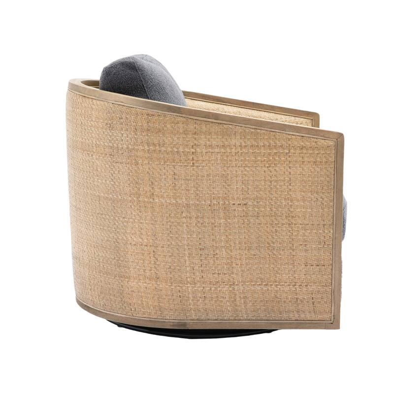 Modern 360 Degree Swivel Club Barrel Chair, Comfy Round Upholstered Accent Sofa Chair, Living Room Leisure Arm Chair