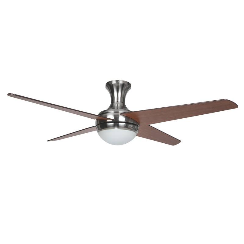 Taysom 52-Inch wide 4-Blade Indoor Ceiling Fan in Semi-Polished Nickel Finish with 2-Light Lighting Kit and Remote Control