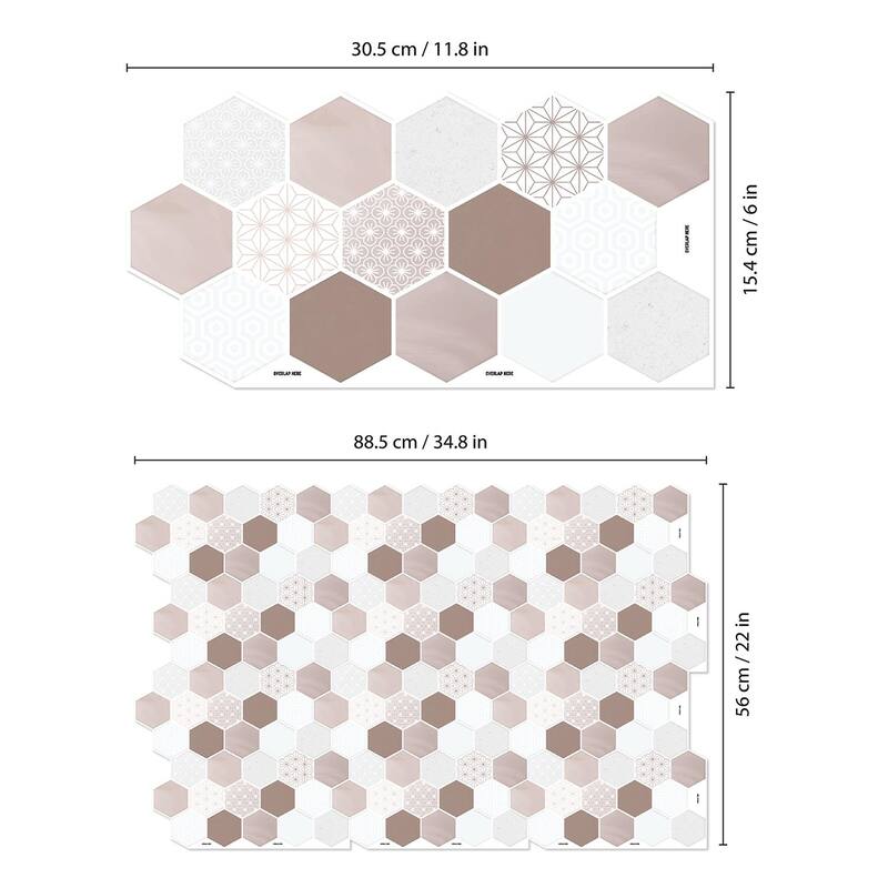 Walplus Honey Hexagon Glossy Peel and Stick Backsplash 11.8"x6" 12pcs