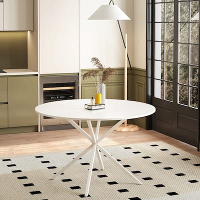 Modern Cross-legged Round Dining Table, MDF Casual Table, Two-piece Set with Removable Tabletop, Simple Coffee Table