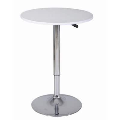 34-44 Inch Classic Bar Table, Adjustable Height Stainless Steel Base, White