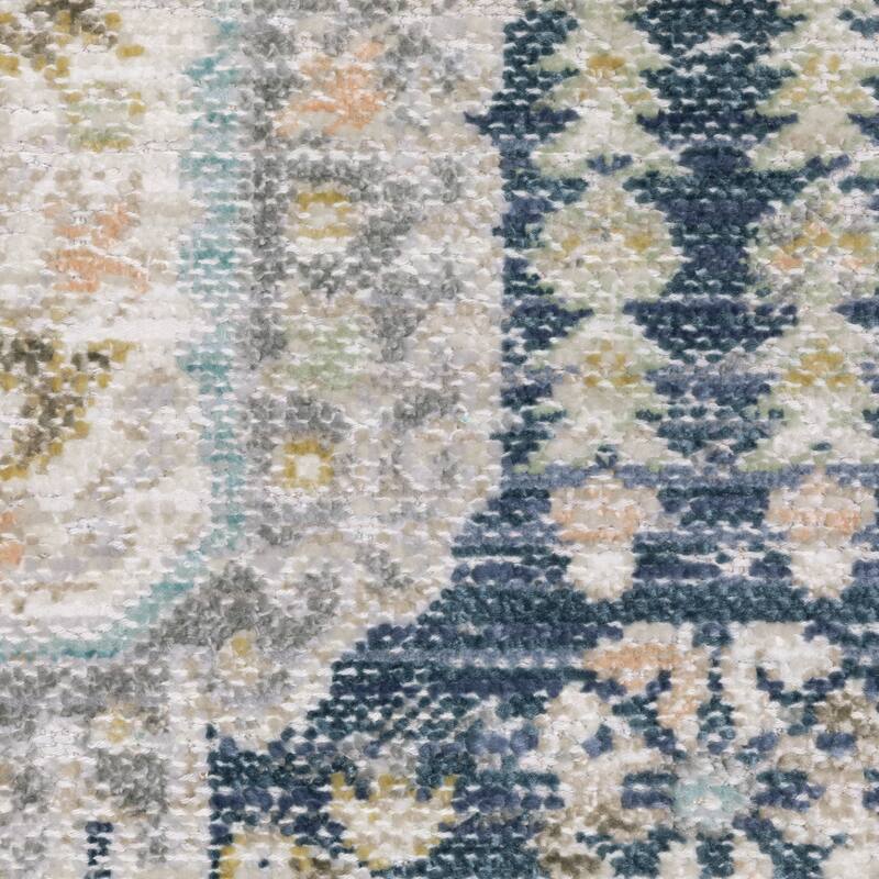 Calliope Textural Distressed Traditional Navy/ Ivory Area Rug