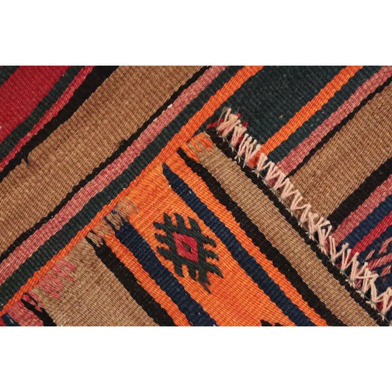 Hand Woven Oriental 100% Wool Carpet Southwestern Tribal Multi-Colored Kilim Area Rug - 8' 4'' X 4' 9''