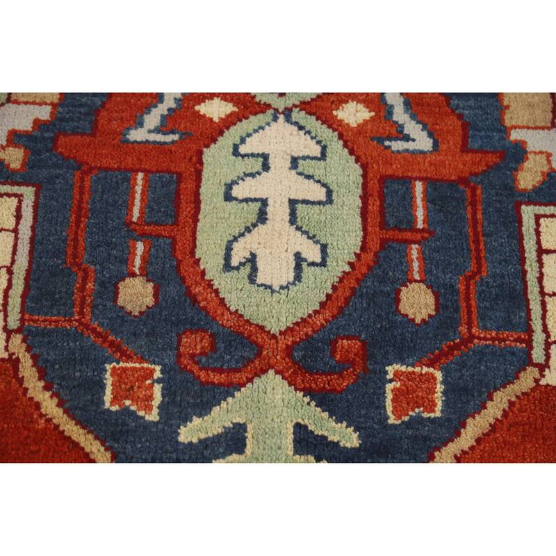 Geometric Heriz Serapi Indian Handmade Wool Carpet - 9'9" x 13'7"