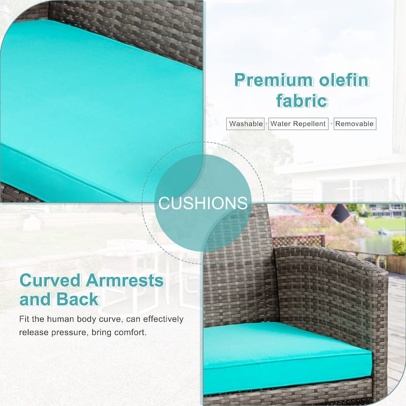 Futzca 4 Pieces Outdoor Patio Furniture Sets Conversation Sets Rattan Chair