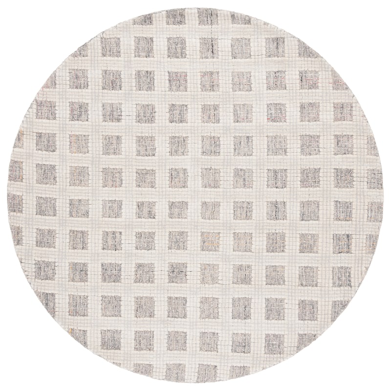 SAFAVIEH Handmade Ebony Judit Modern & Contemporary Wool Rug - 6' Round - Grey/Ivory