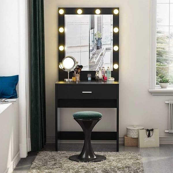 Shop Makeup Vanity With Lighted Mirror Dressing Table Dresser