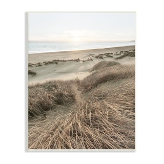 Stupell Muted Beach Sunrise Tall Grass Soft Sand Dunes Wood Wall Art ...