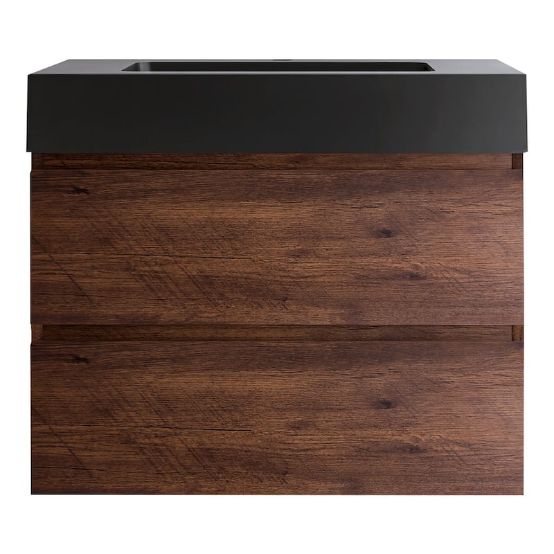 Floating Bathroom Vanity with Black Solid Surface Top