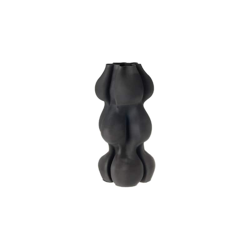 Geometric Ceramic Standing Vase - 14" - Black