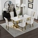preview thumbnail 85 of 193, 65 inch Faux Marble Dining Table Set with Boucle Dining Chairs