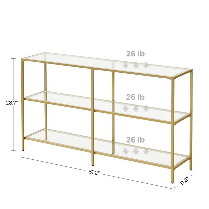 51” Console Table with Tempered Glass and Steel Frame Design Stylish and Functional Home Furniture - 11.8"D x 51.2"W x 28.7"H