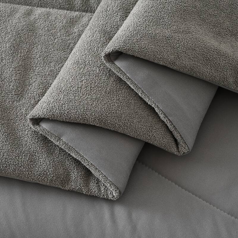 Reversible All Season Comforter, Synthetic Sherpa Winter Side, Smooth Cooling Summer Side