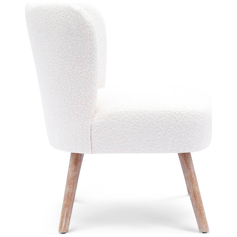 Boucle Polyester Upholstered Armless Accent Chair - Stain Resistant (Set of 2)