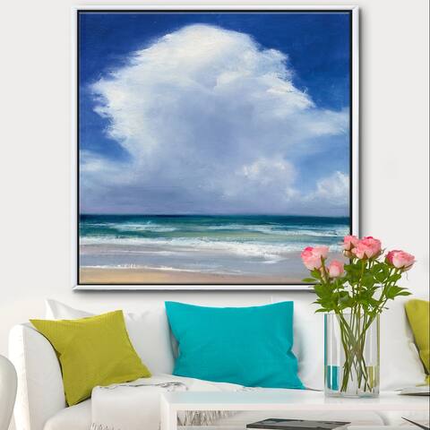 Silver Orchid "Beach Clouds II" Coastal Landscape Framed Canvas