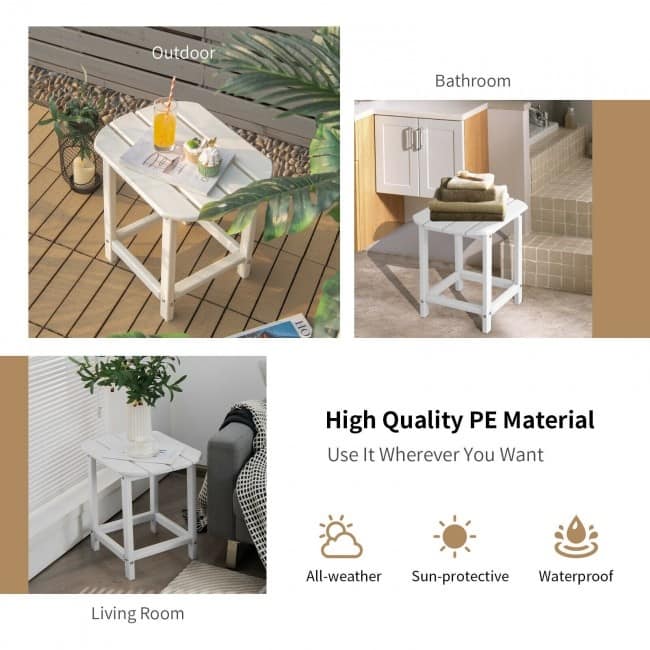 18 Feet Rear Resistant Side Table for Garden Yard and Patio -White - 19" x 14.5" x 18" (L x W x H)