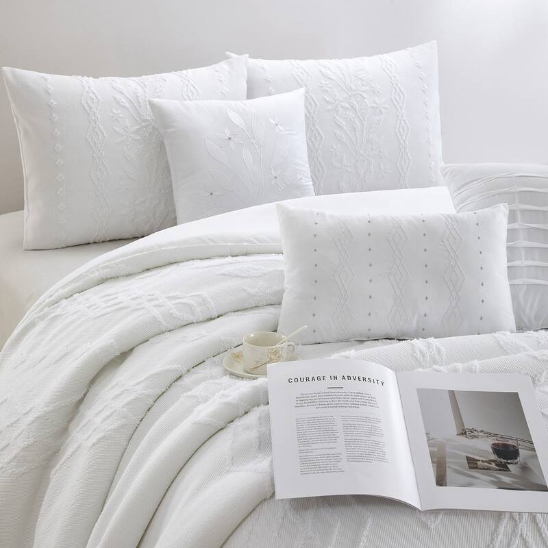 Nanshing Coleen 7 Piece Textured Botanical Comforter Set