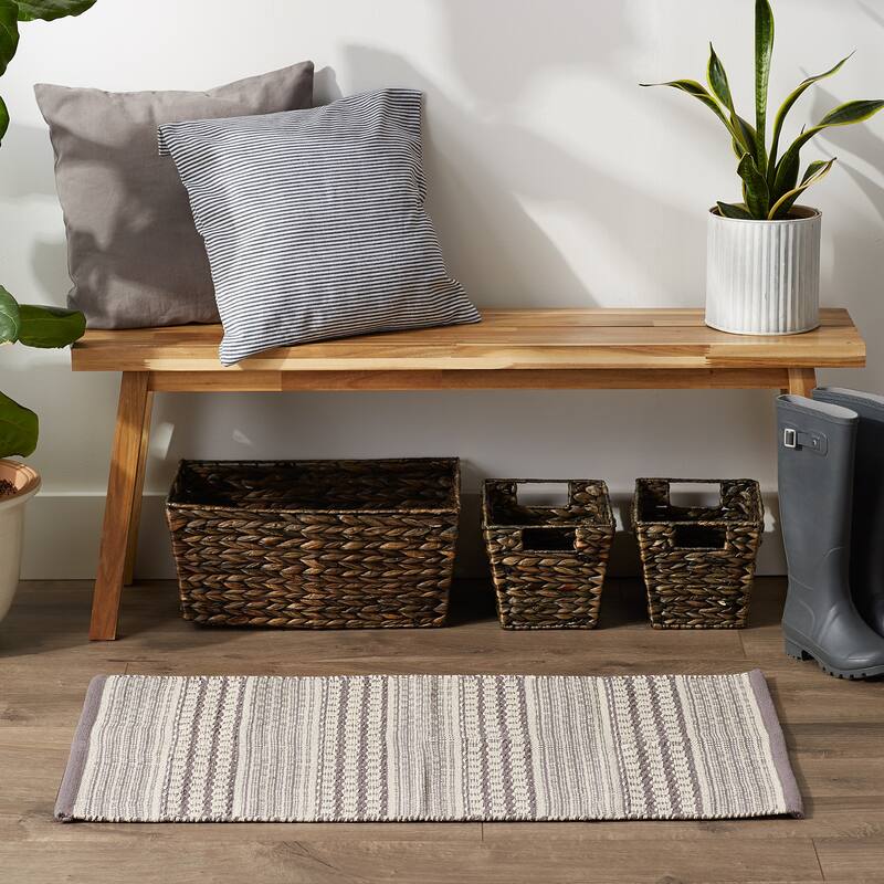 DII Stone Dobby Stripe Hand-Loomed Rug 2ft 6inx6 Ft - 36.0 In. L X 24.0 In. W X 0.2 In. H