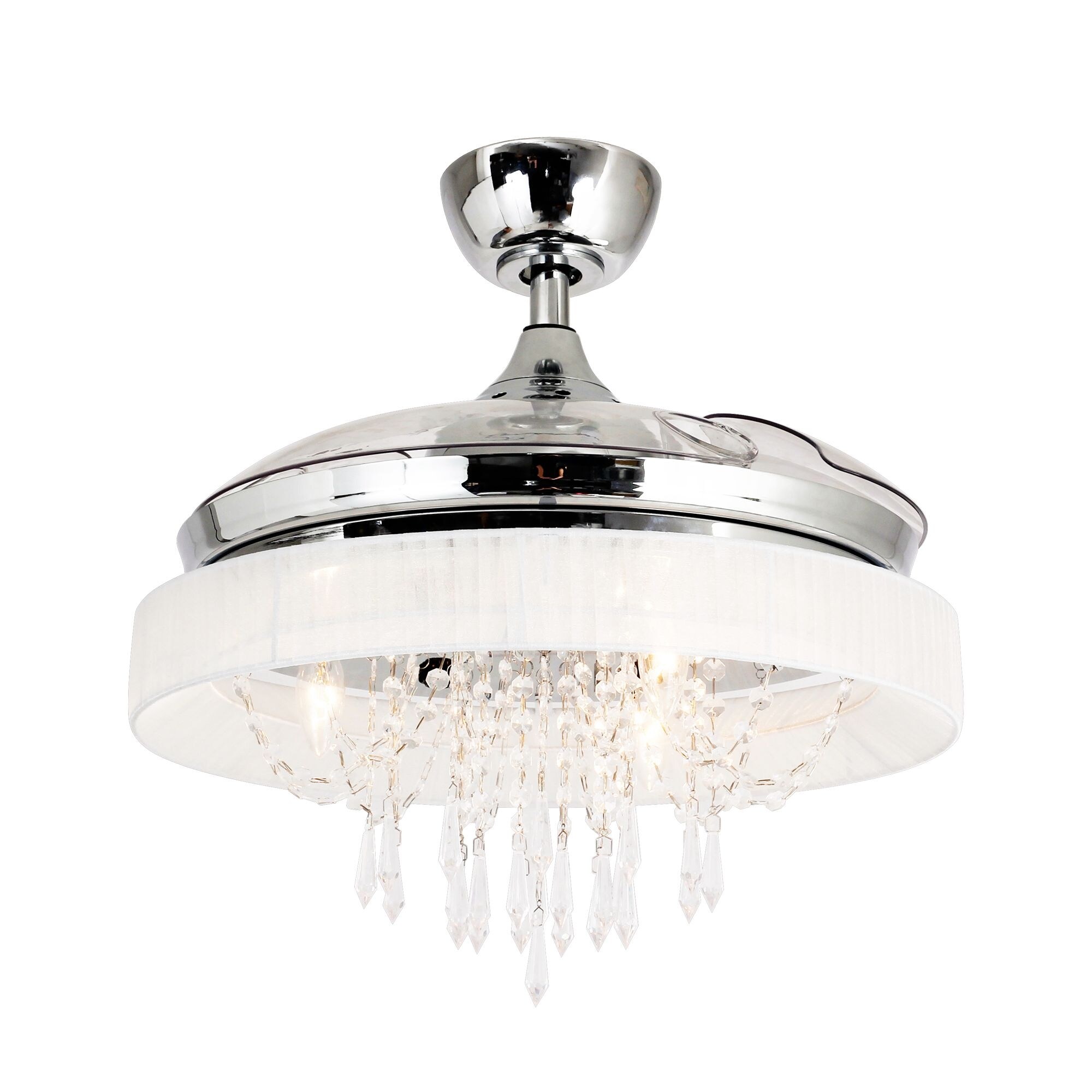 Shop Chrome Crystal Foldable 3 Blades 42 Inch Led Ceiling Fan With