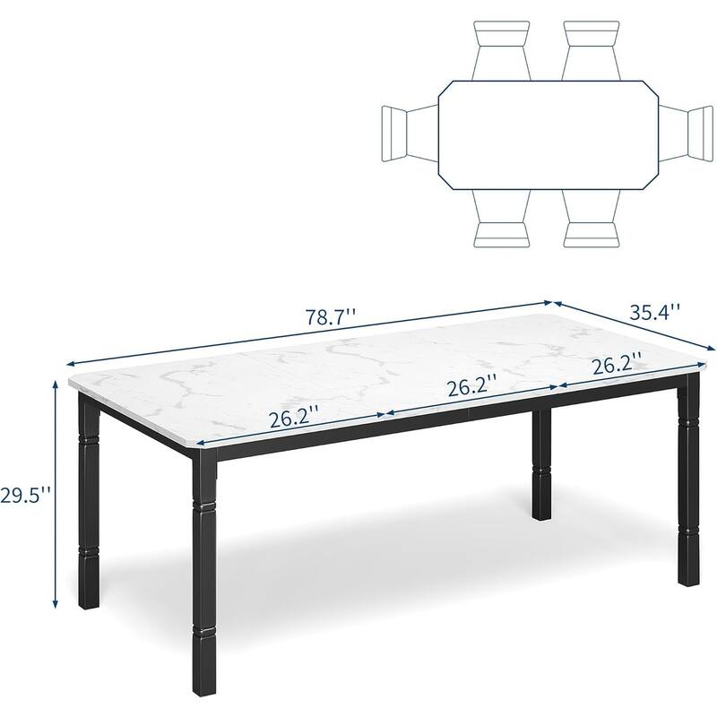 Farmhouse Dining Table for 6-8 People - Rustic Industrial Kitchen Table for Dining Room
