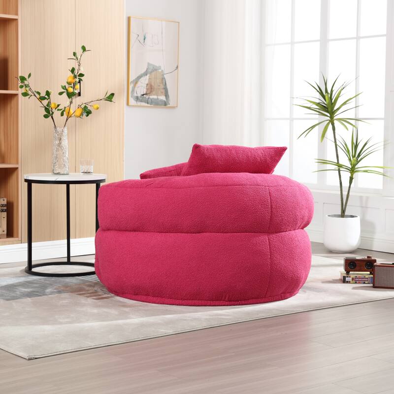 Chenille Sponge Single Sofa, Oversized Round Accent Chair Sleeper Couch Chaise Lounges for Living Room Bedroom Projection Room