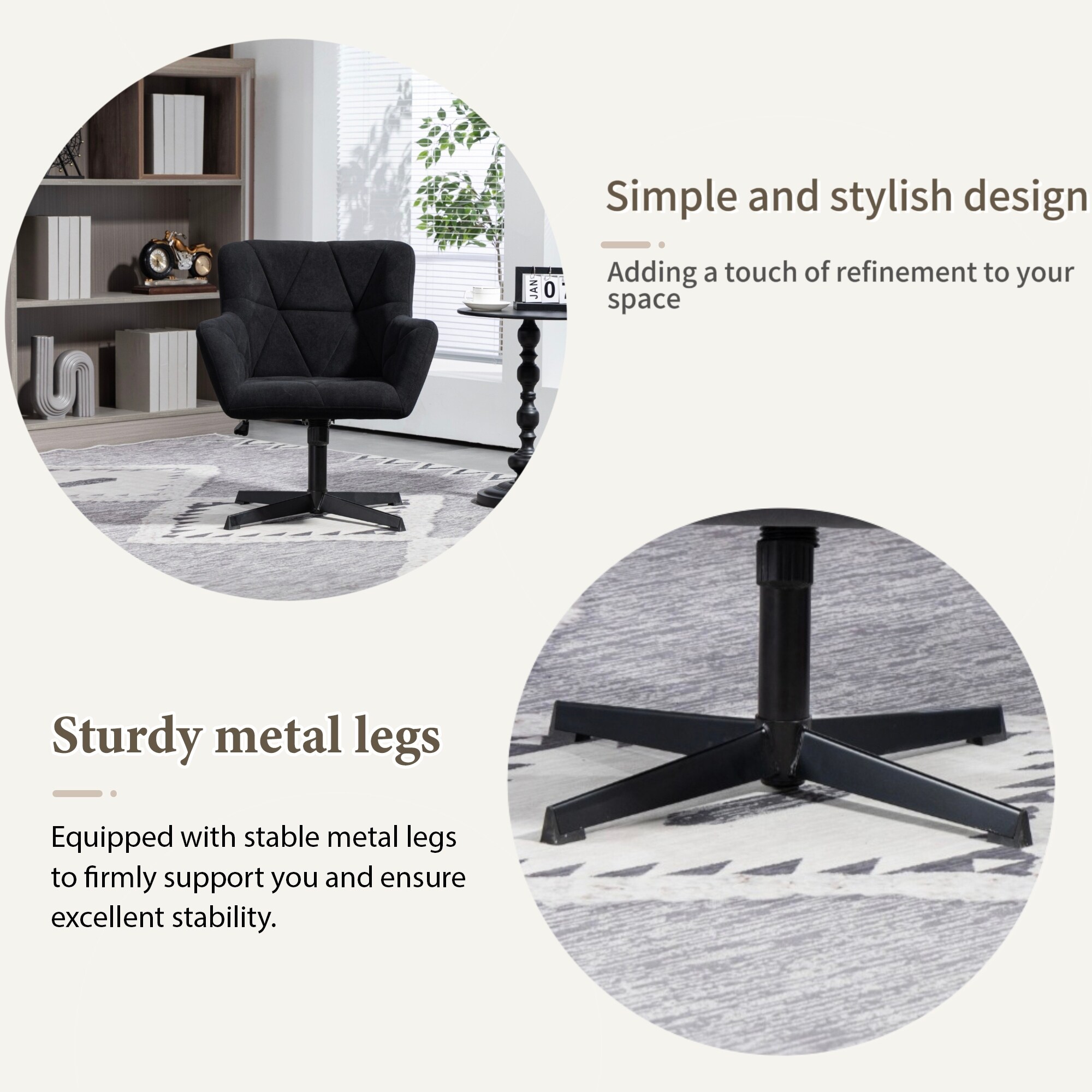 Modern Velvet Swivel Desk Chair No Wheels Comfy Task Chair with Metal Legs for Home Office Living Room Bed Bath Beyond 41821220