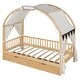 preview thumbnail 11 of 58, Twin Size Daybed With Arched Roof and 2 Storage Drawers, Canopy Bed Sofa Bed Frame with LED Lights and Curtains for Kids