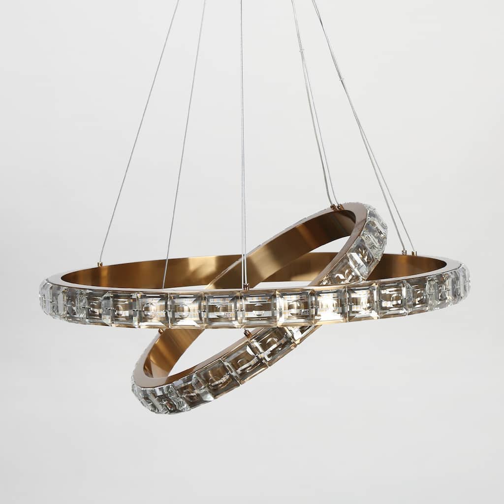 Modern Minimalist Drum LED Integrated Luxury Chandelier Wheel Foyer Crystal Pendant - D 25.2"* H 14.2"-62.6"