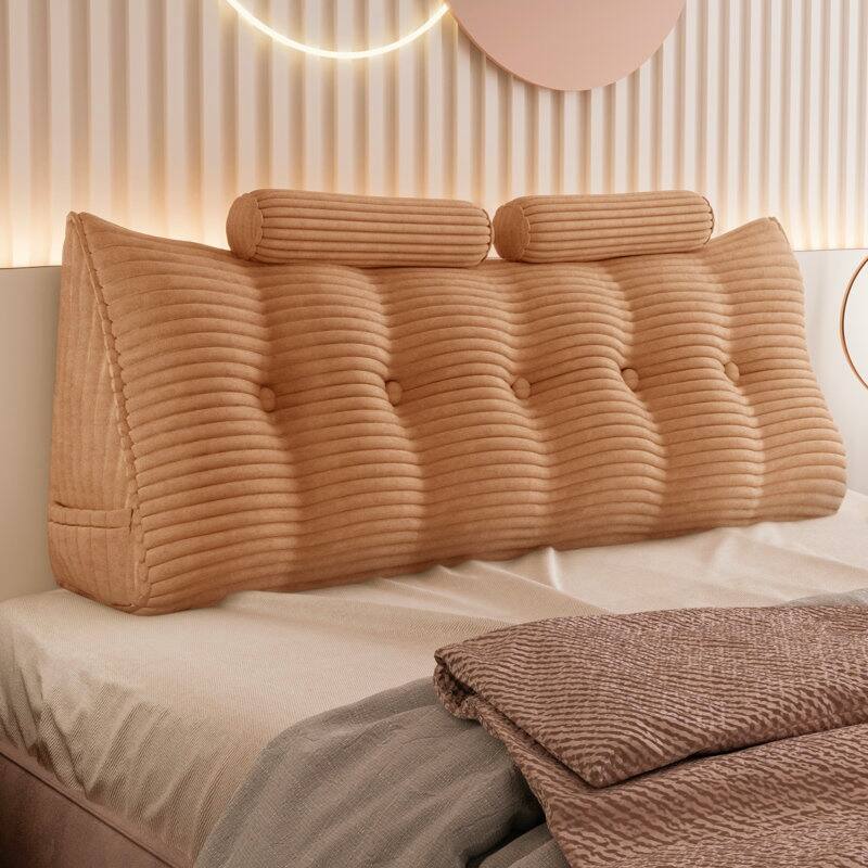 WOWMAX Headboard Wedge Reading Pillow With Bolster Neck Roll - Pink - Queen
